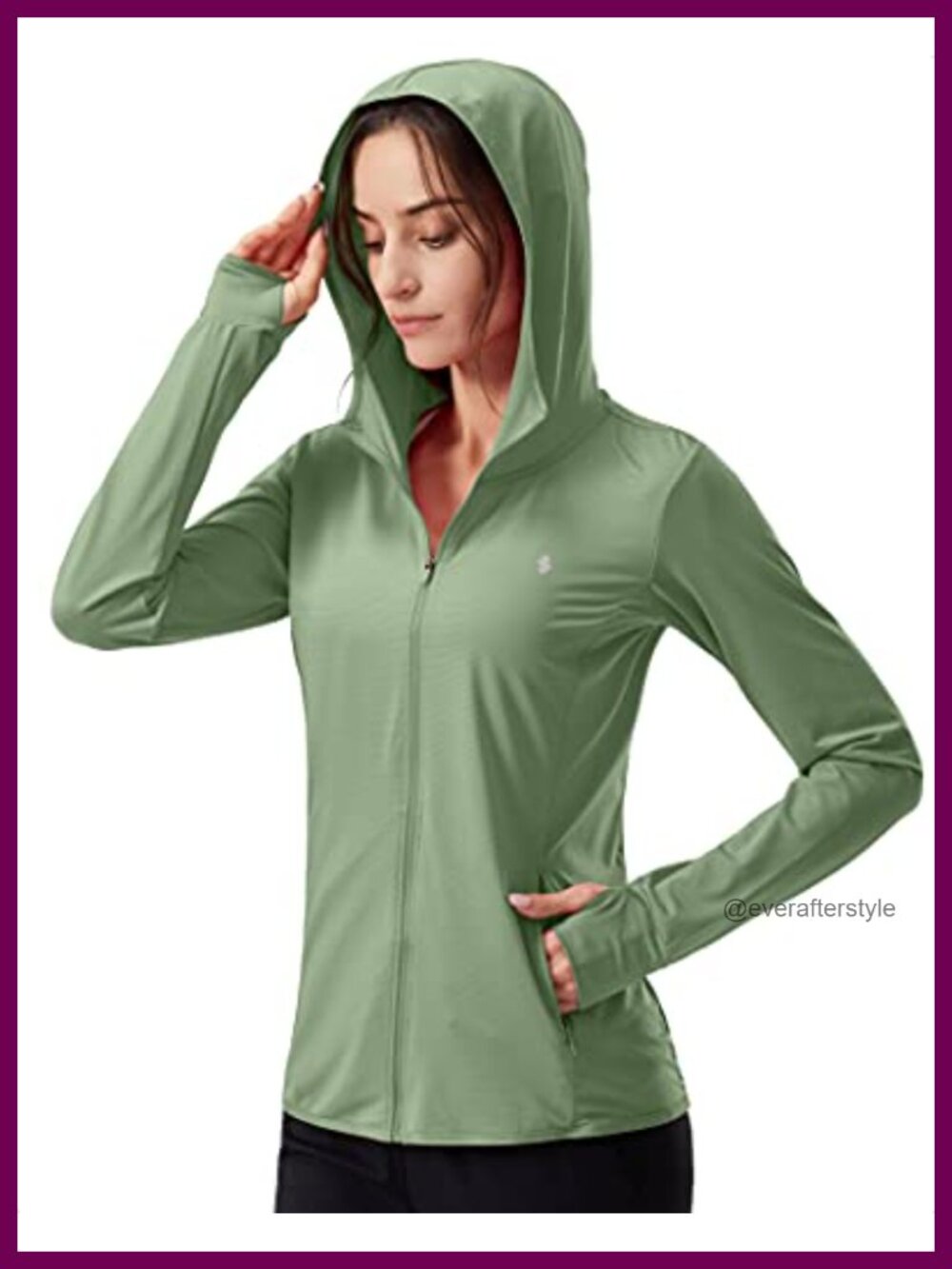 UPF 50+ Sun Protection Hoodie Jacket Lightweight Zip Pockets Thumb Holes